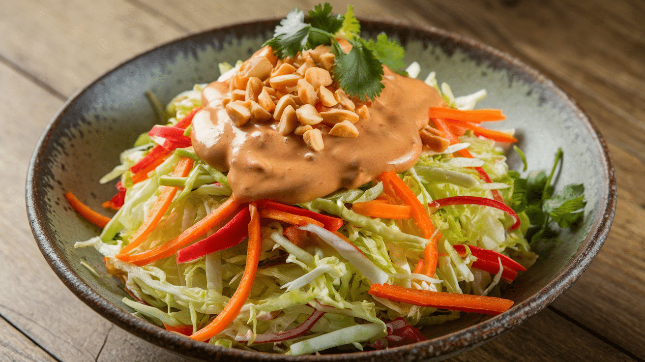 Crispy Thai Crunch Salad with Creamy Peanut Dressing