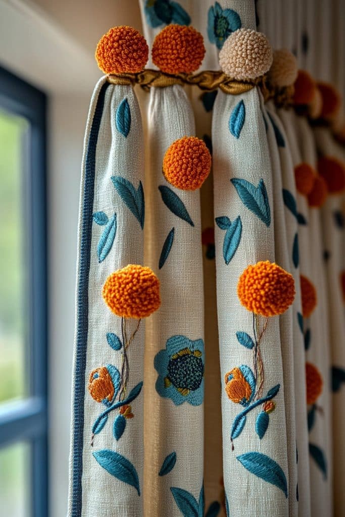 Cheerful Pom Pom Curtain Panels