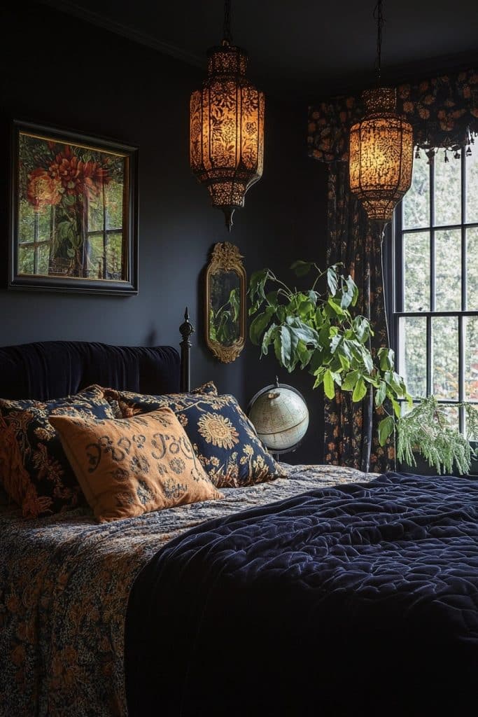 Cosmic Boho: Black-Inspired Bedroom