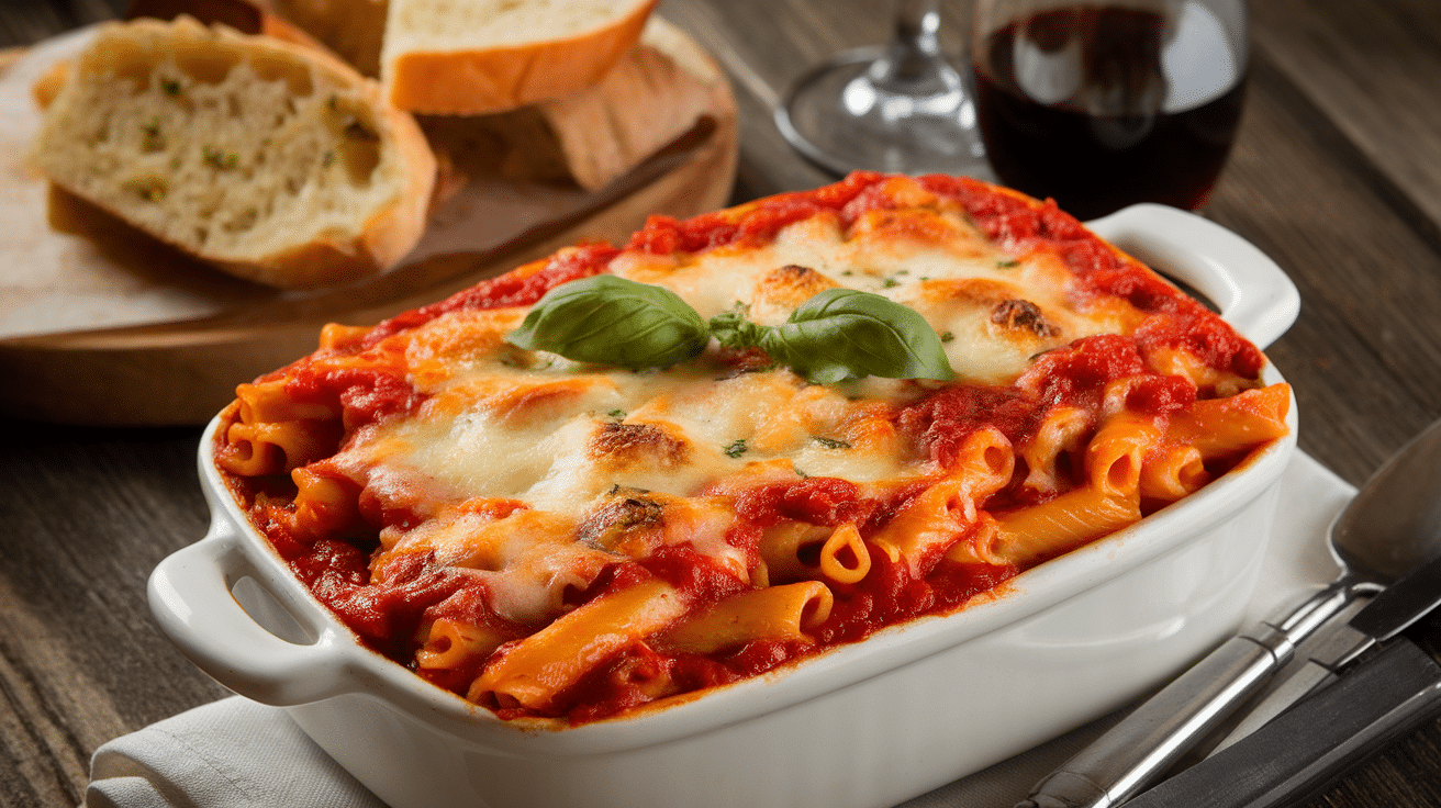 Classic Baked Ziti with Cheese and Marinara