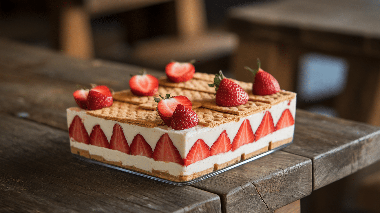 No-Bake Strawberry Cheesecake Lasagna Recipe