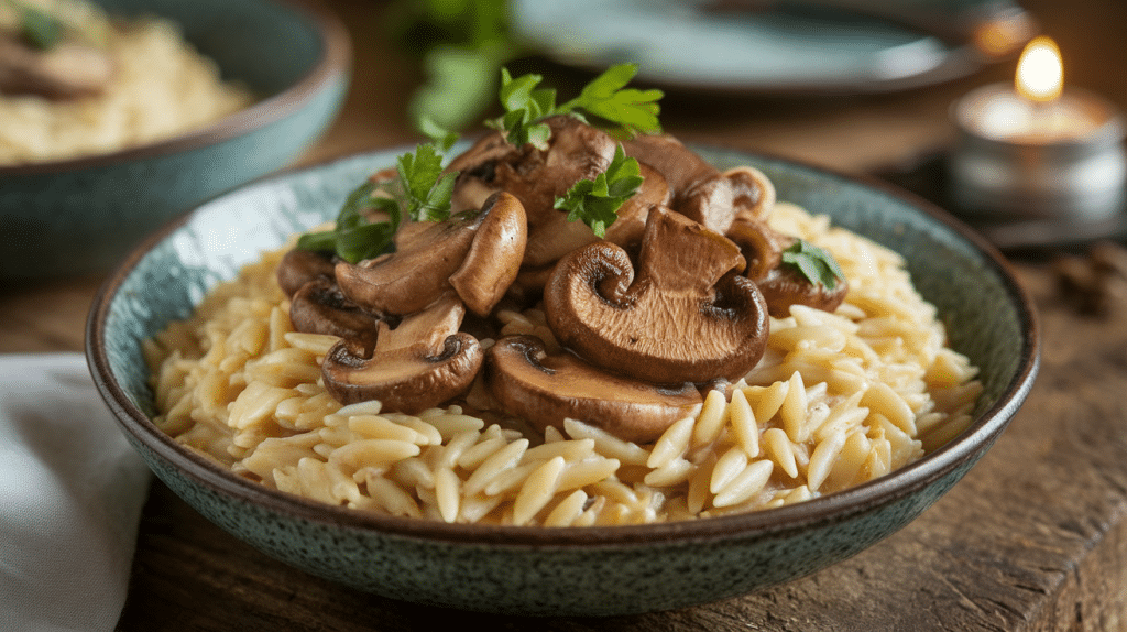 Garlic Mushroom Orzo