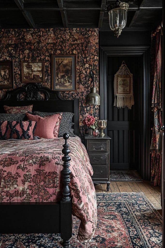 Dramatic Noir: Gothic Boho Bedroom