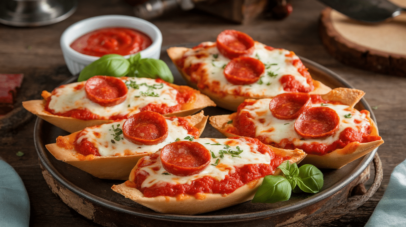 Cheesy Mini Pizza Boats Recipe