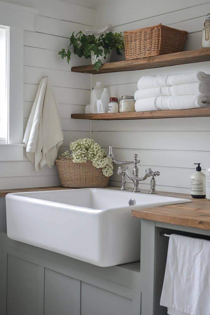 Efficient Farmhouse Laundry Room