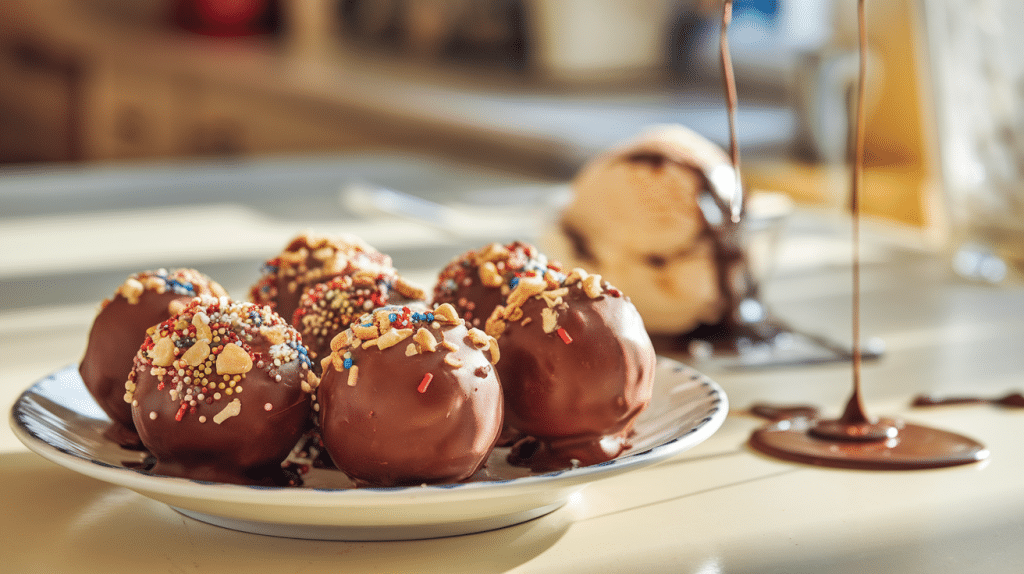 Chocolate-Coated Ice Cream Balls