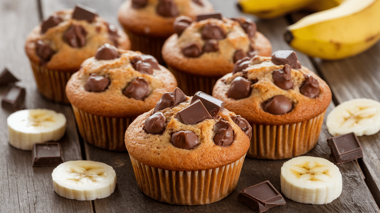 Delicious Banana Chocolate Chunk Muffins Recipe