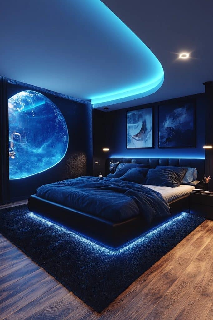 LED-Lit Midnight Bedroom