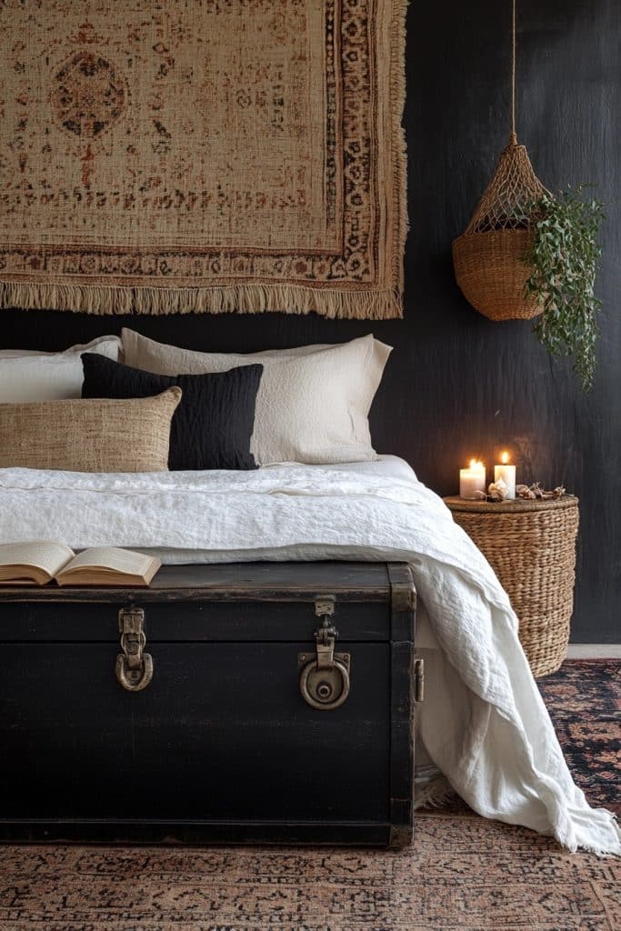 Noir Elegance: Chic Boho Retreat