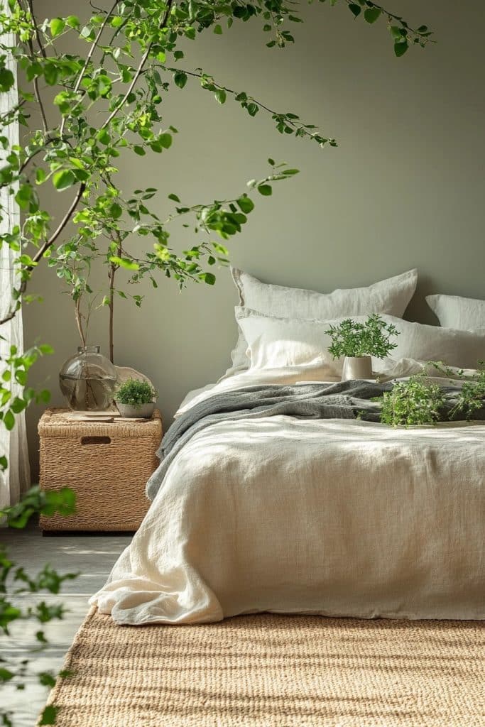 Sustainable Green Minimal Bedroom