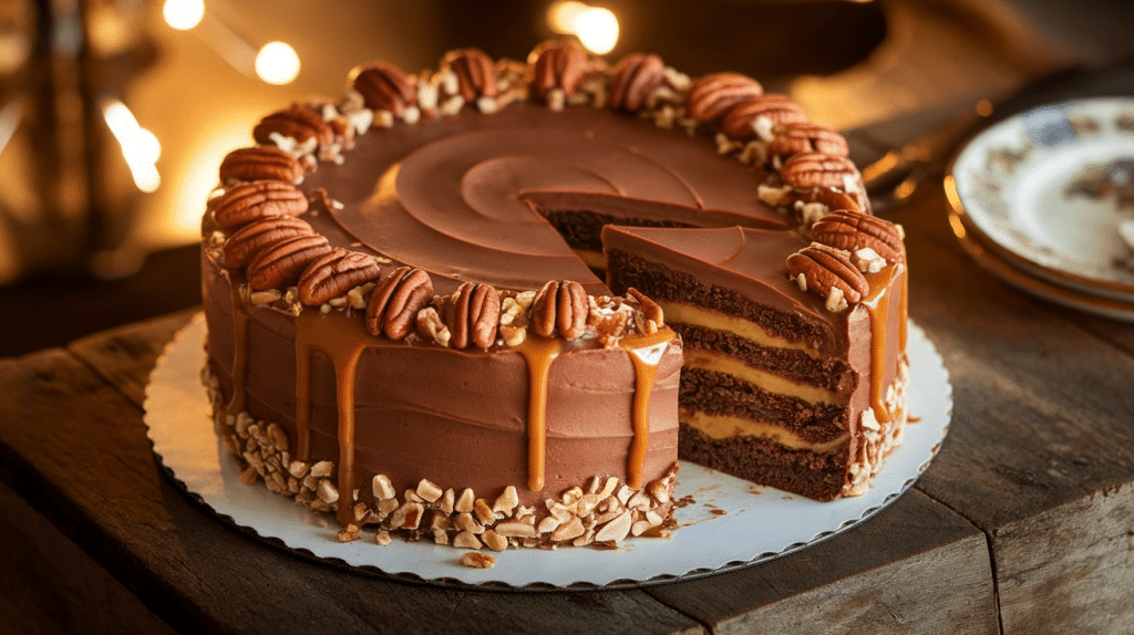 Chocolate Turtle Poke Cake