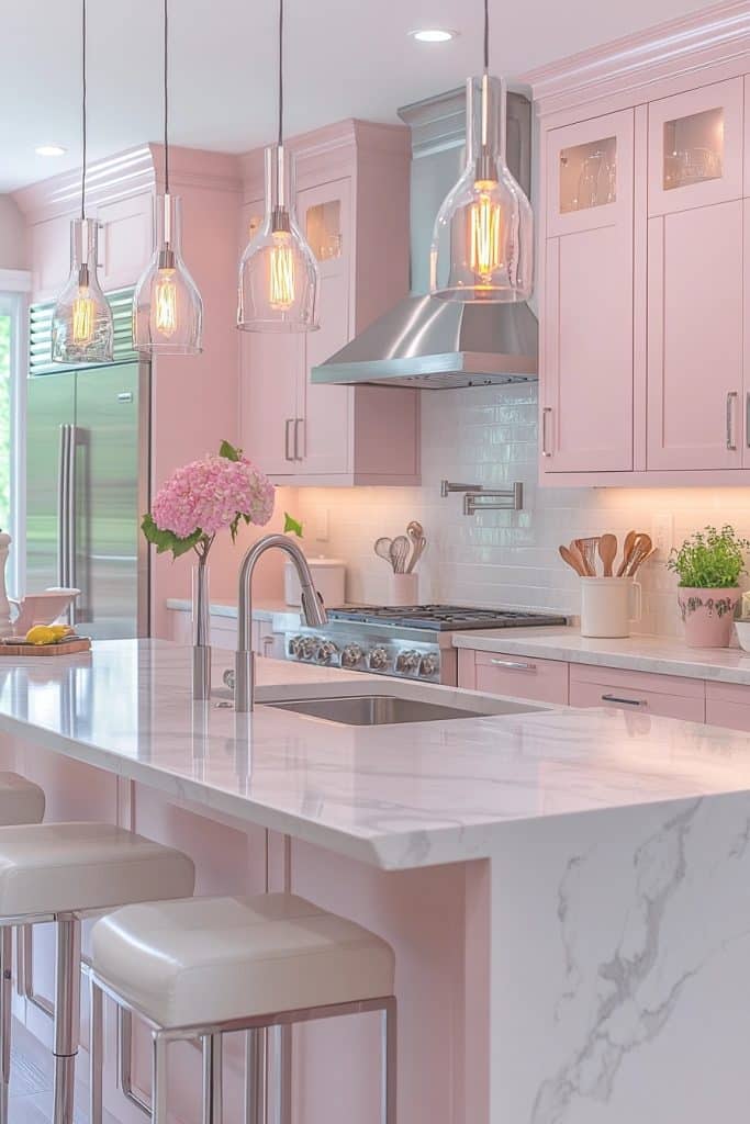 Vibrant Pink Kitchens