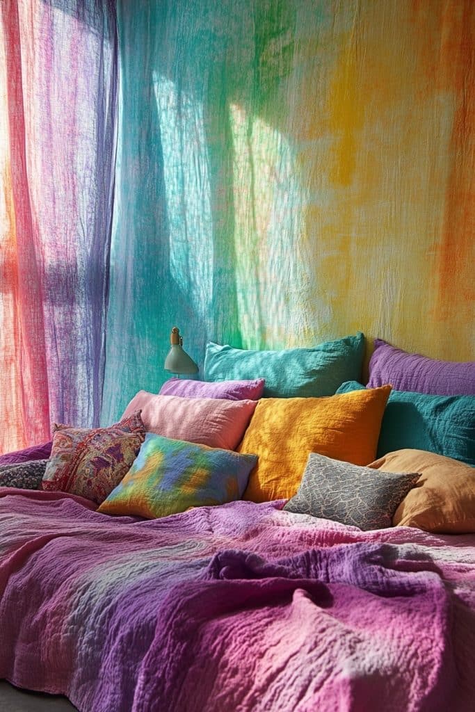 Vibrant Tie-Dye Curtain Accents