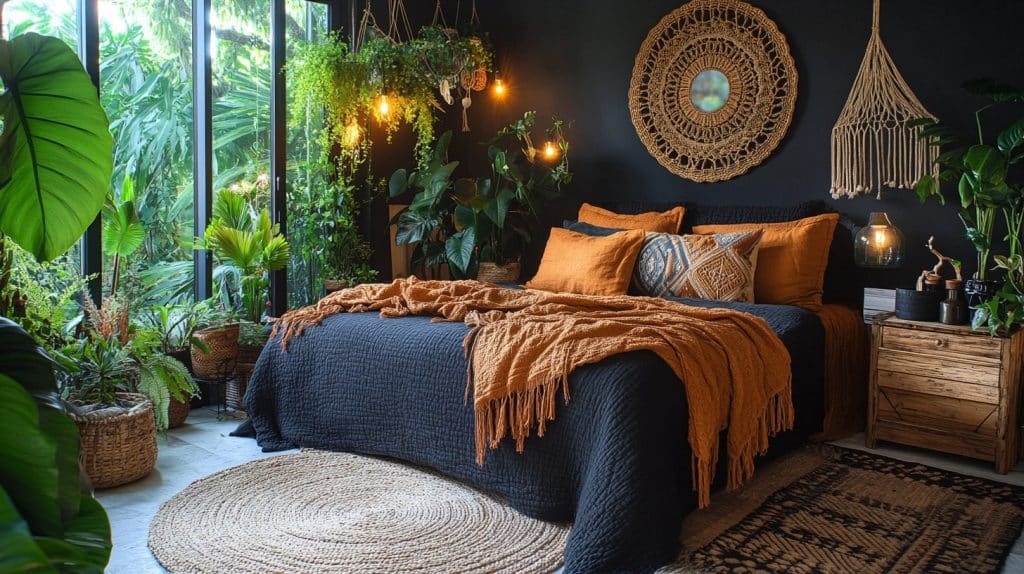 black boho bedroom ideas