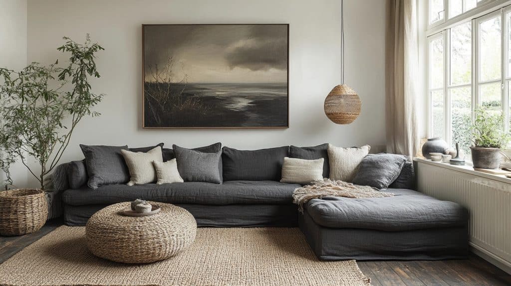 dark grey couch living room