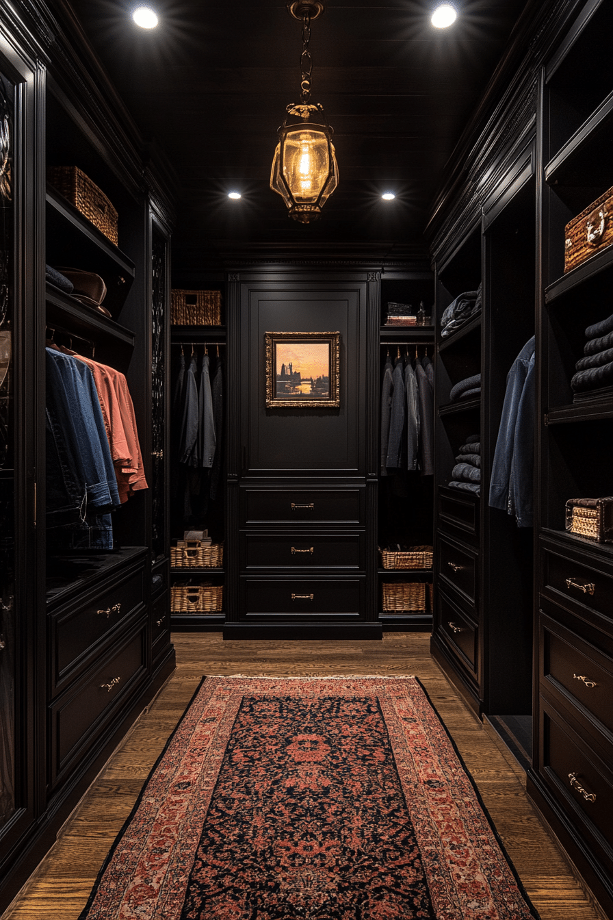 Dramatic Dark Closet Design