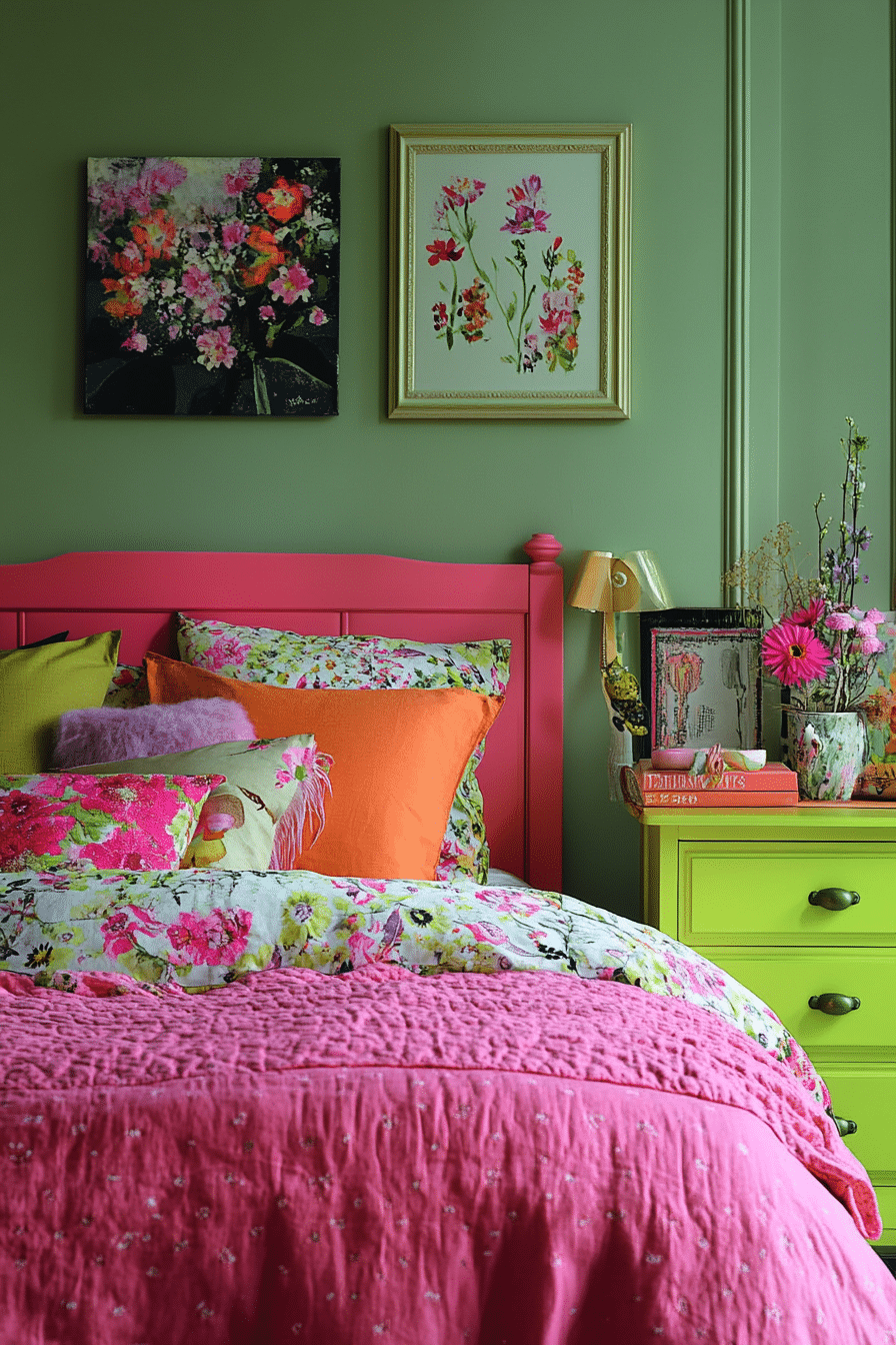 20 Green and Pink Bedroom Ideas for a Bold and Beautiful Aesthetic