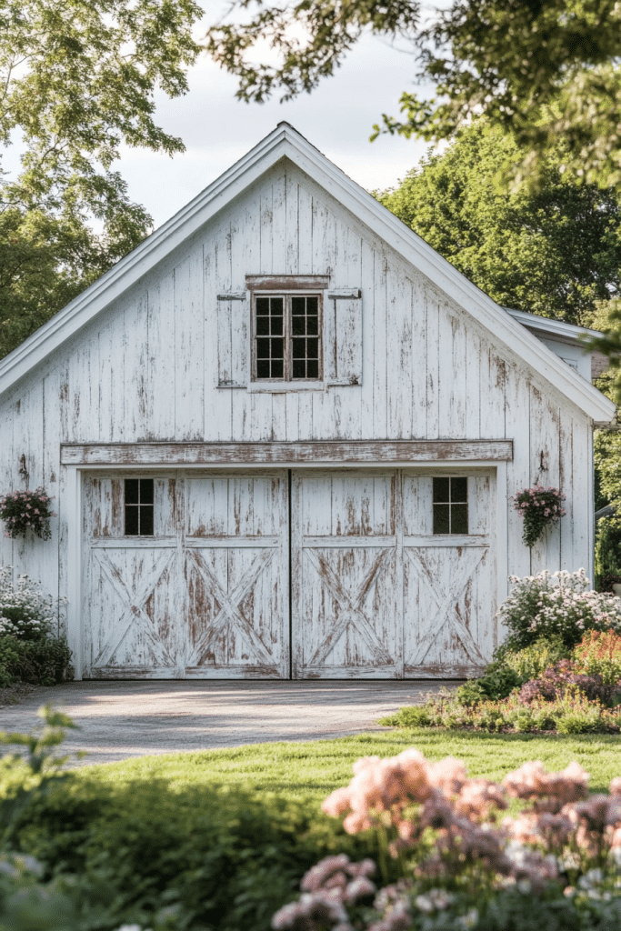 Airy Whitewashed Farmhouse Garage