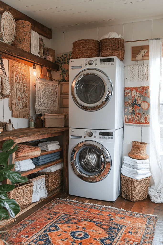 Boho Stacked Laundry Corner