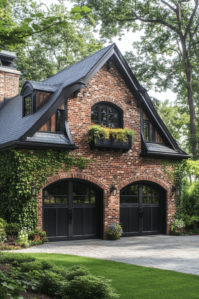 Brick Accent Farmhouse Garage Style