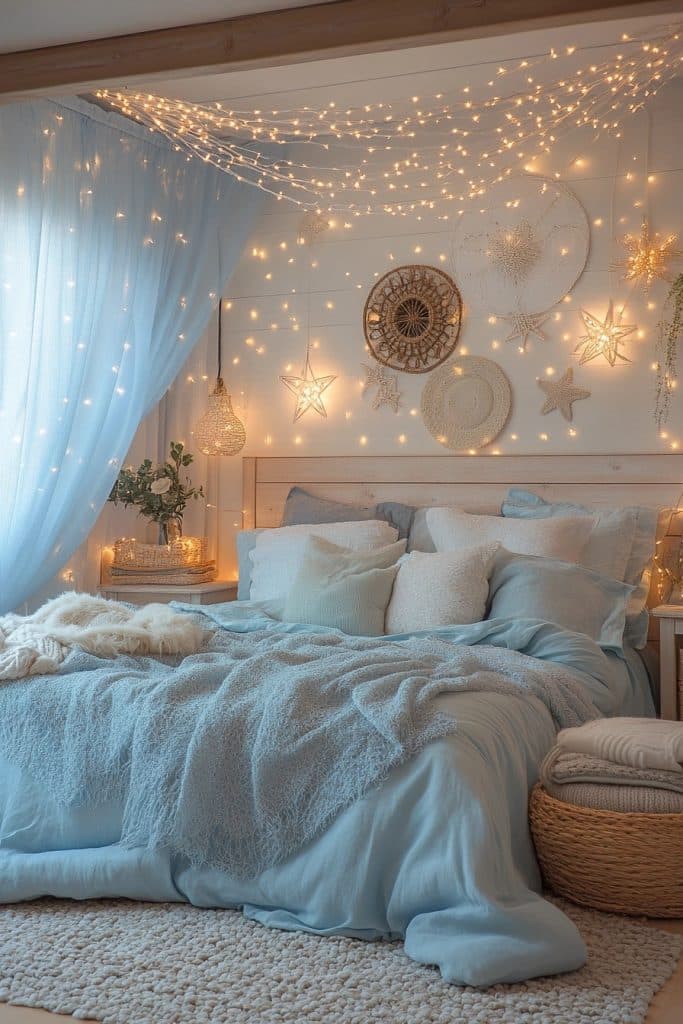 Celestial Serenity: Light Blue Boho Space