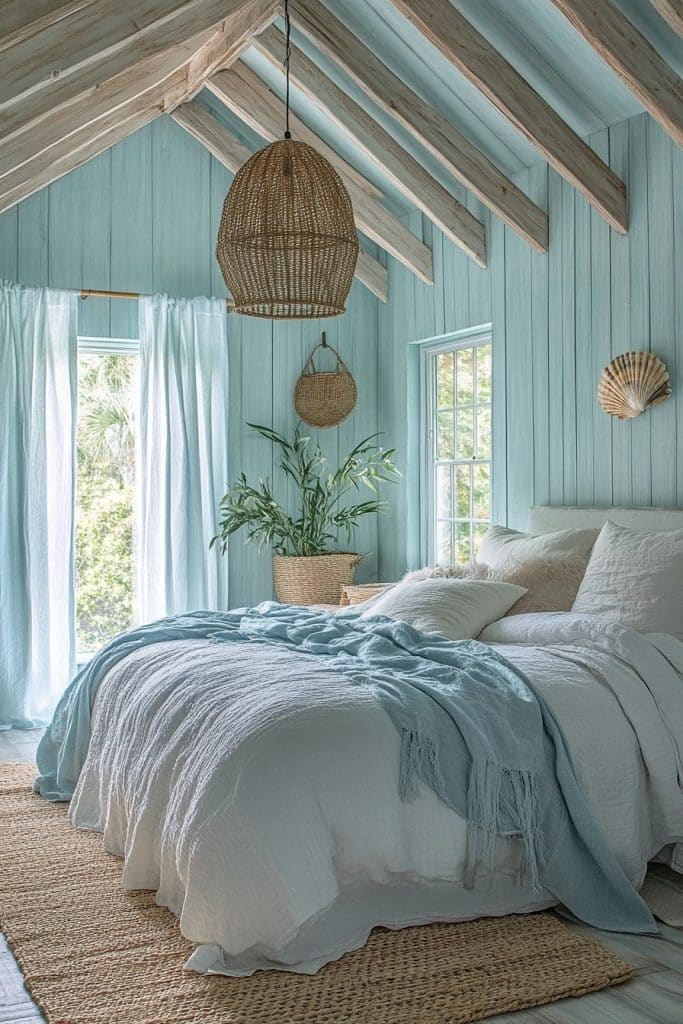 Coastal Dream: Light Blue Boho Bedroom