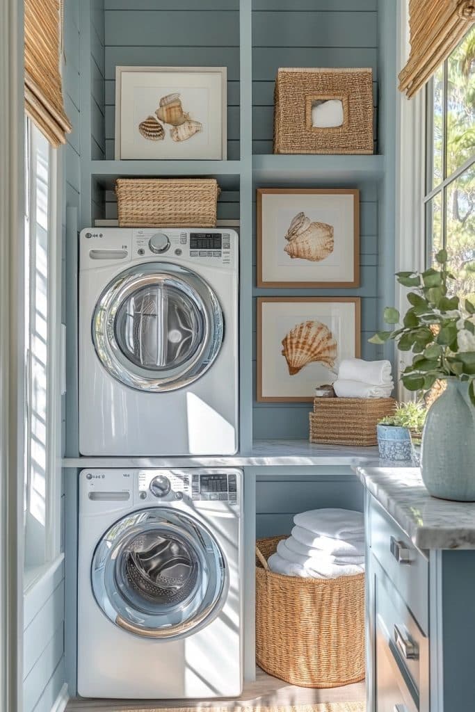 Coastal Stacked Laundry Retreat