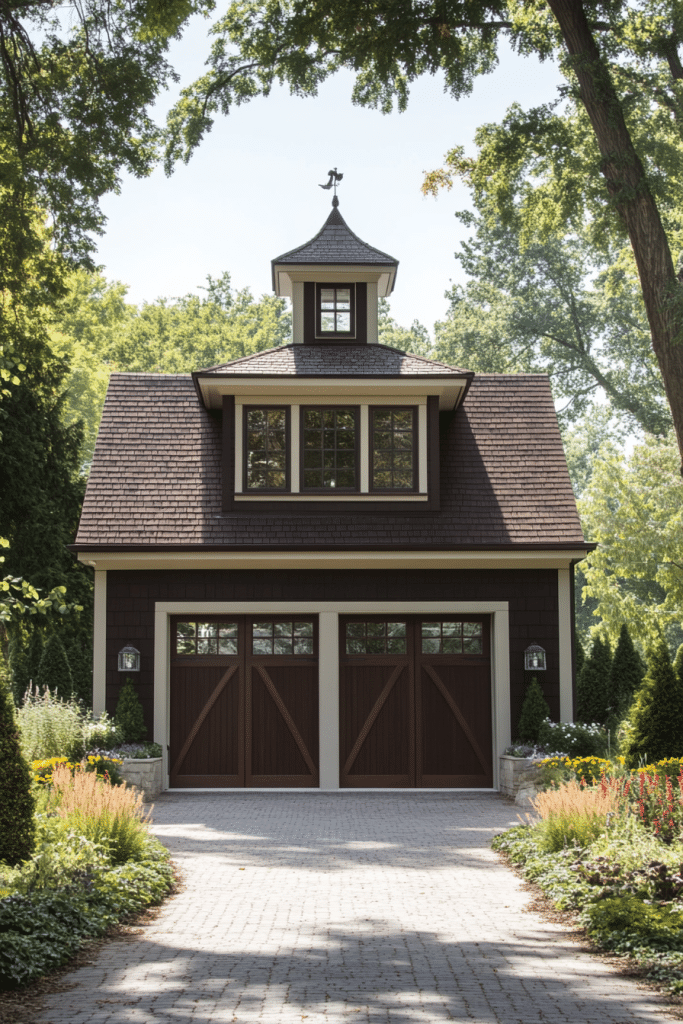 Elegant Cupola Feature Farmhouse Garage