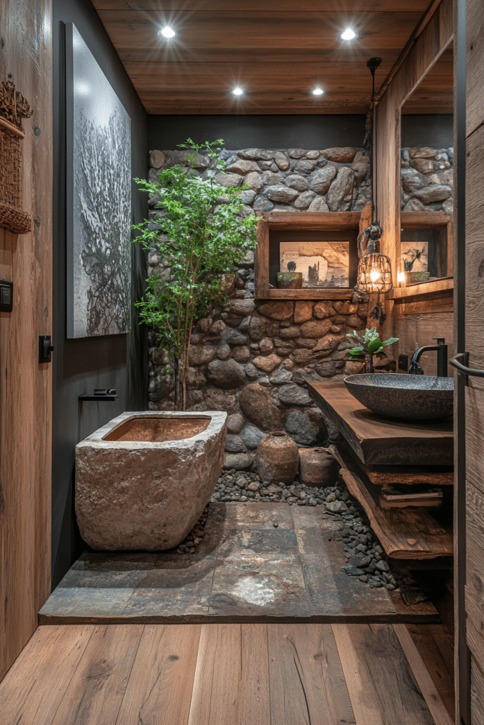 Nature-Inspired Tiny Bathroom