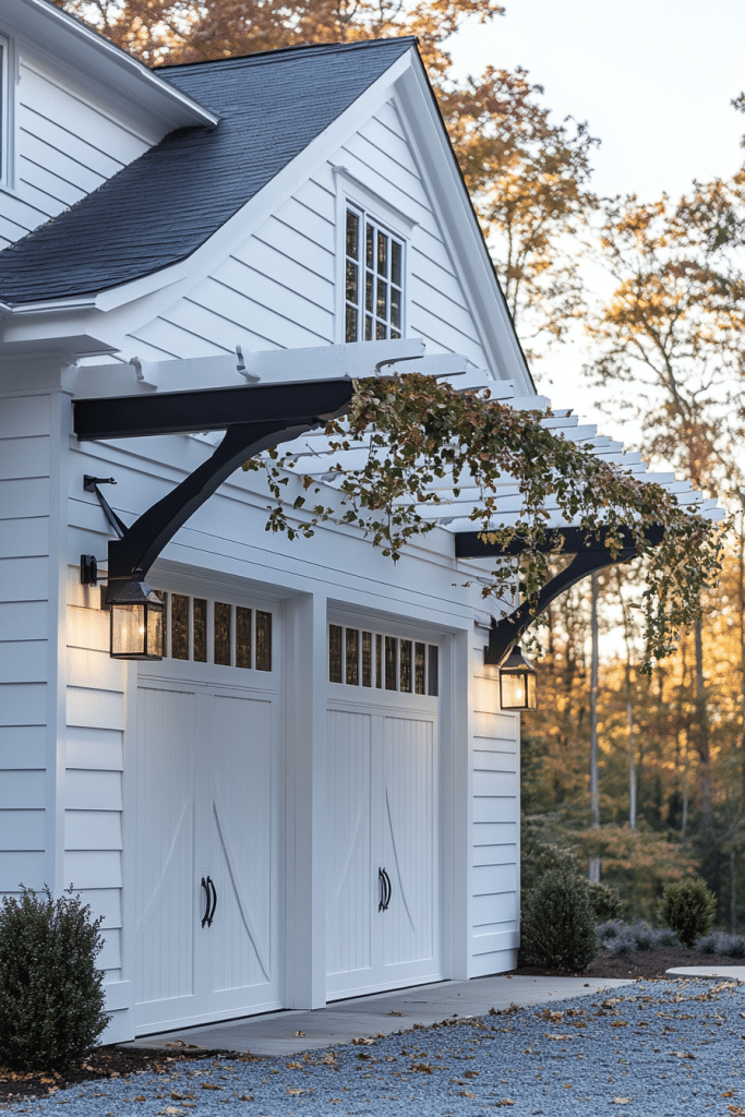 Pergola Overhang Farmhouse Garage