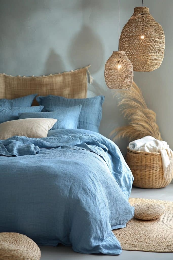 Soft Serenity: Light Blue Boho Room