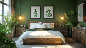 dark green bedroom