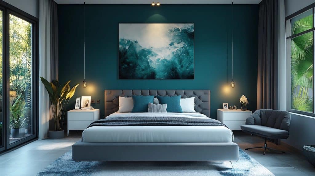 dark teal bedroom