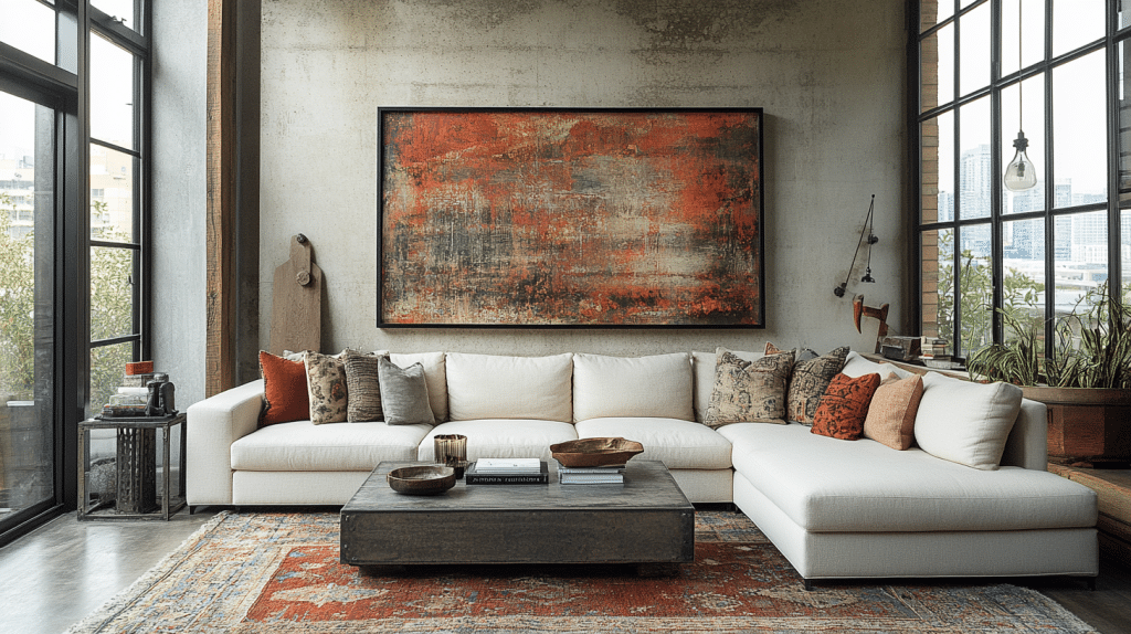 industrial farmhouse living room