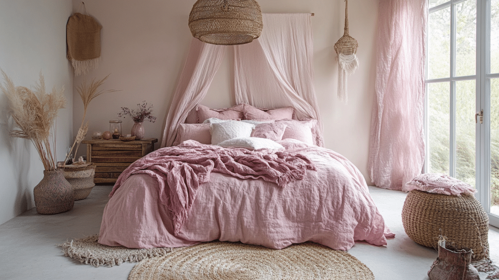 pink boho bedroom ideas