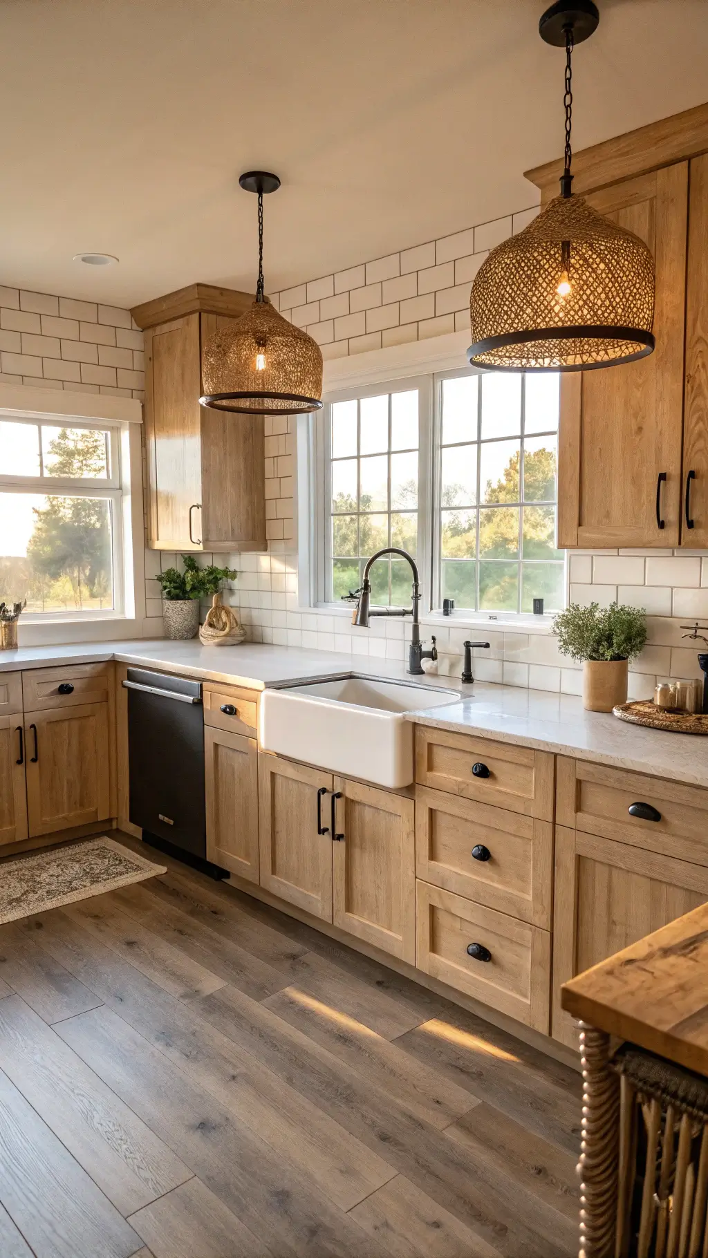 136modern farmhouse kitchen golden hour