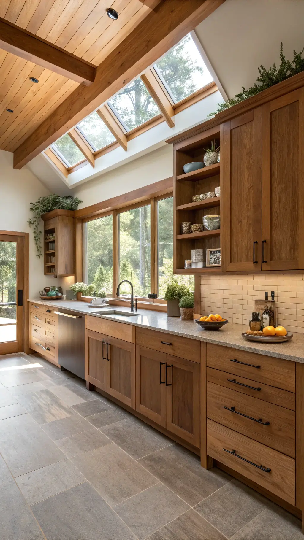 272mixed wood modern kitchen natural light