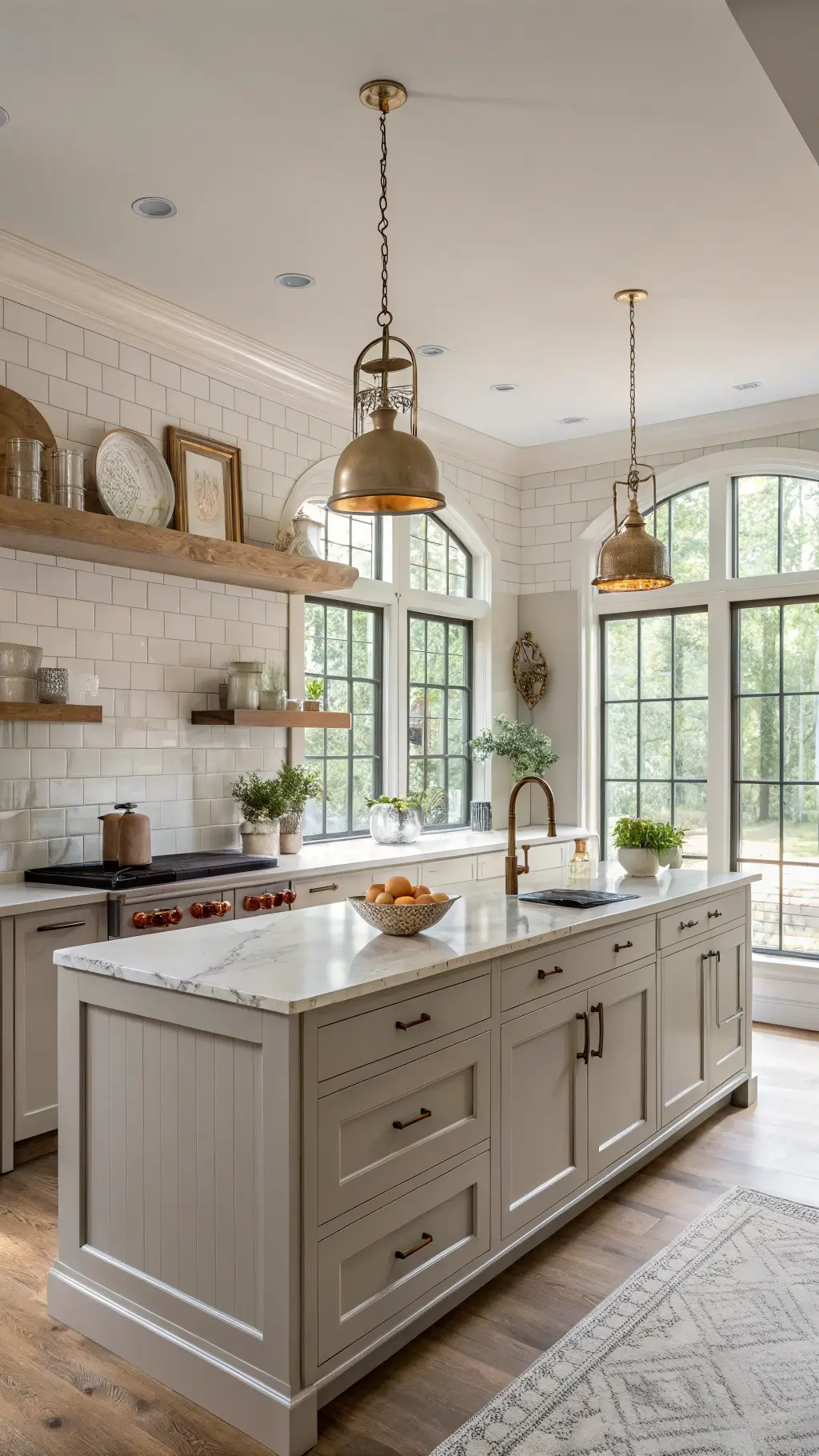 282modern bright farmhouse kitchen marble brass