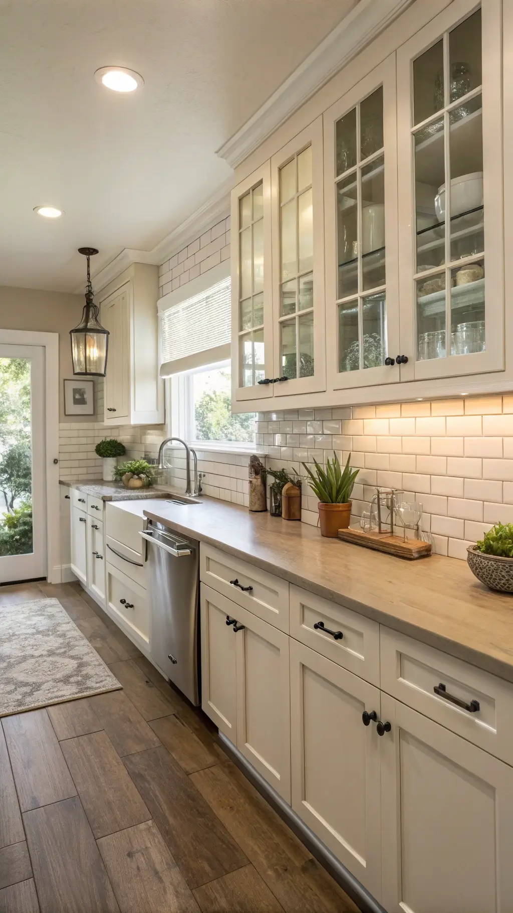 284bright galley kitchen subway tile