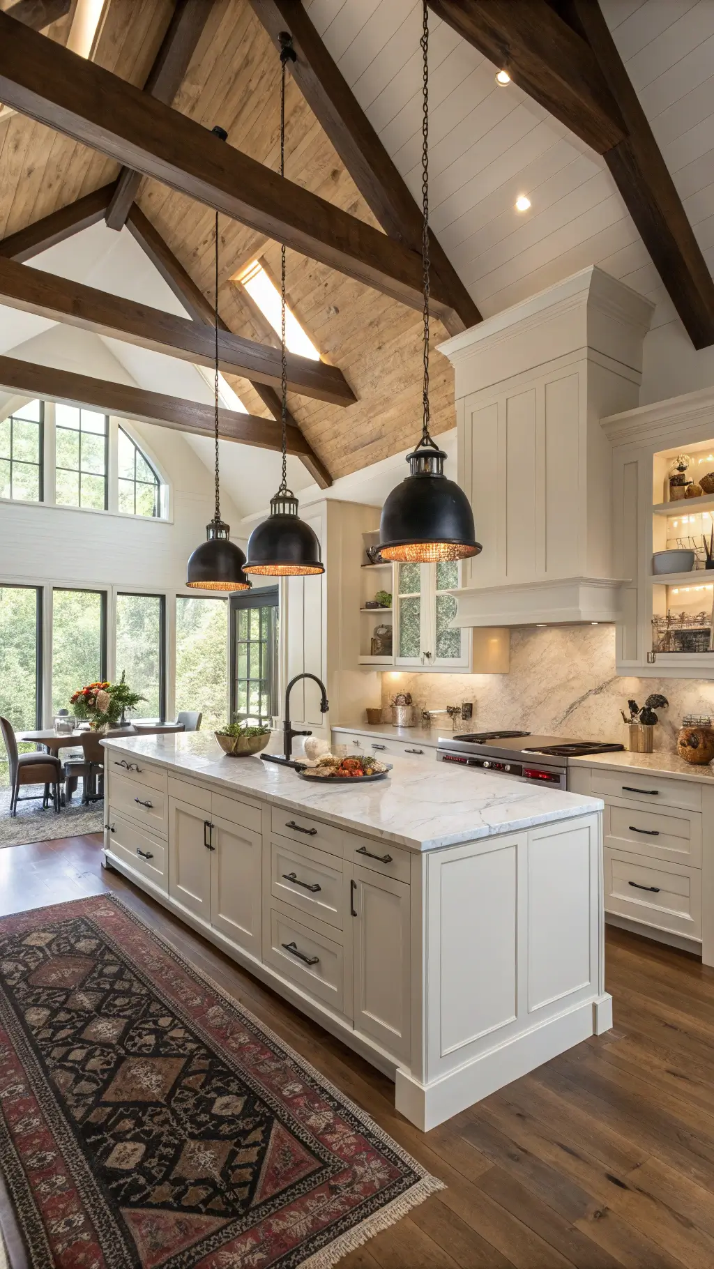 285modern farmhouse kitchen vaulted marble