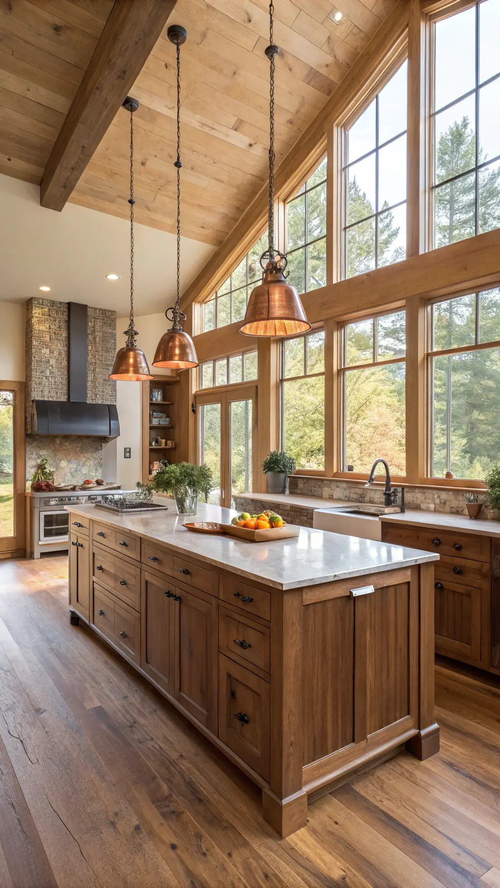 303warm sunlit hickory kitchen interior