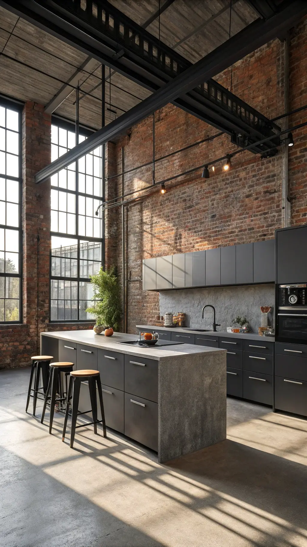 345industrial loft kitchen dark metal