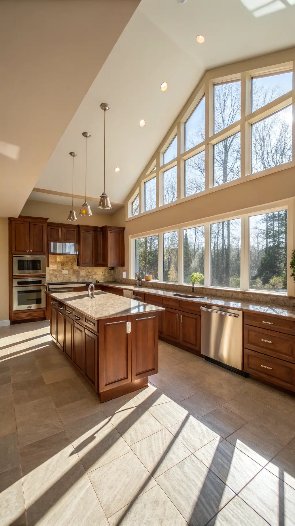 420modern sunlit cherry kitchen interior