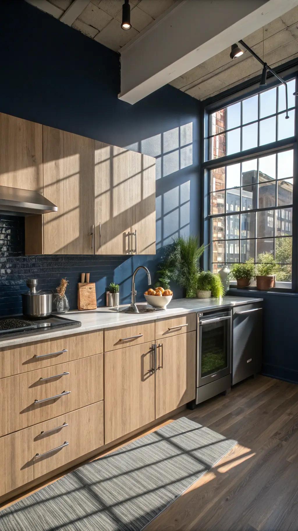 480modern oak navy kitchen minimal