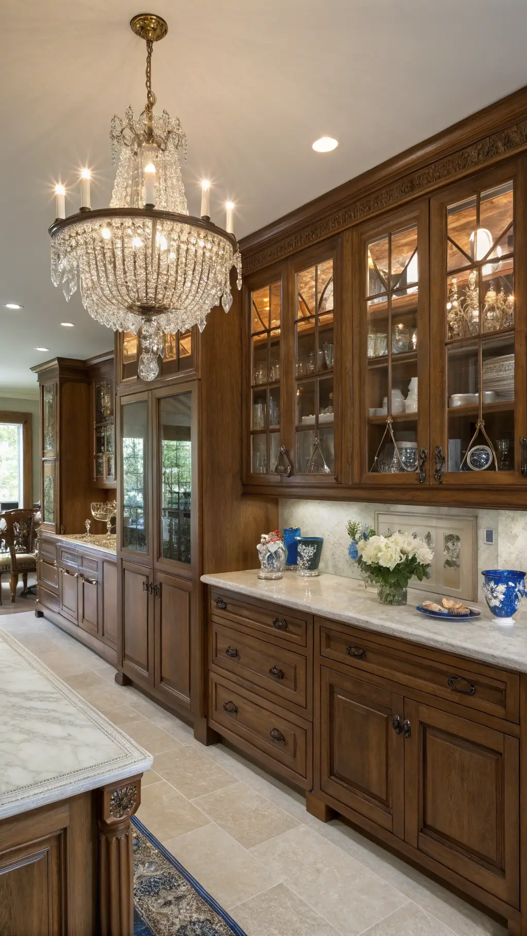 484traditional oak kitchen crystal chandelier