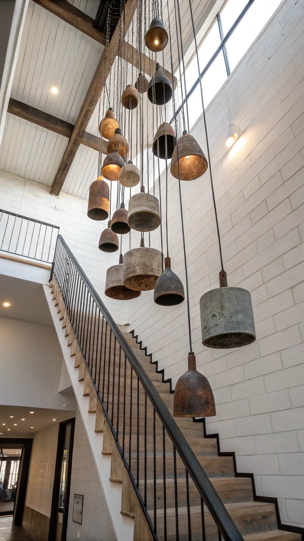 1203wabi sabi pendant stairwell cascade
