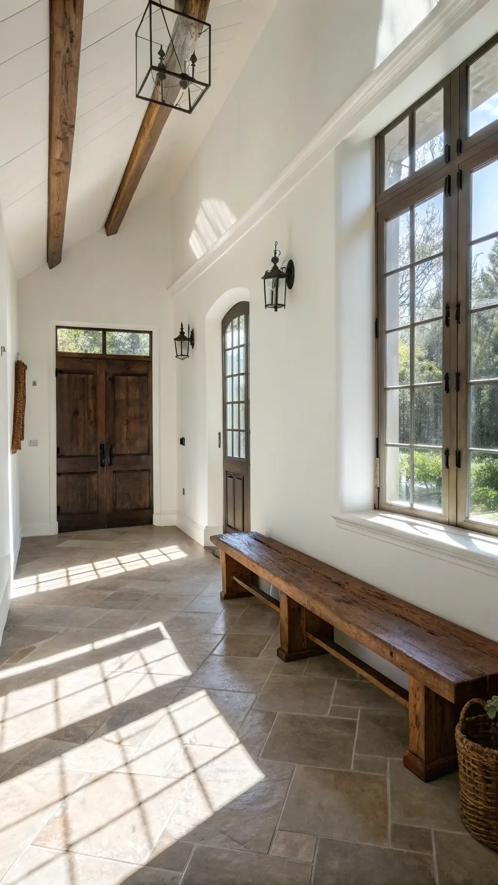1207sunlit entryway walnut bench