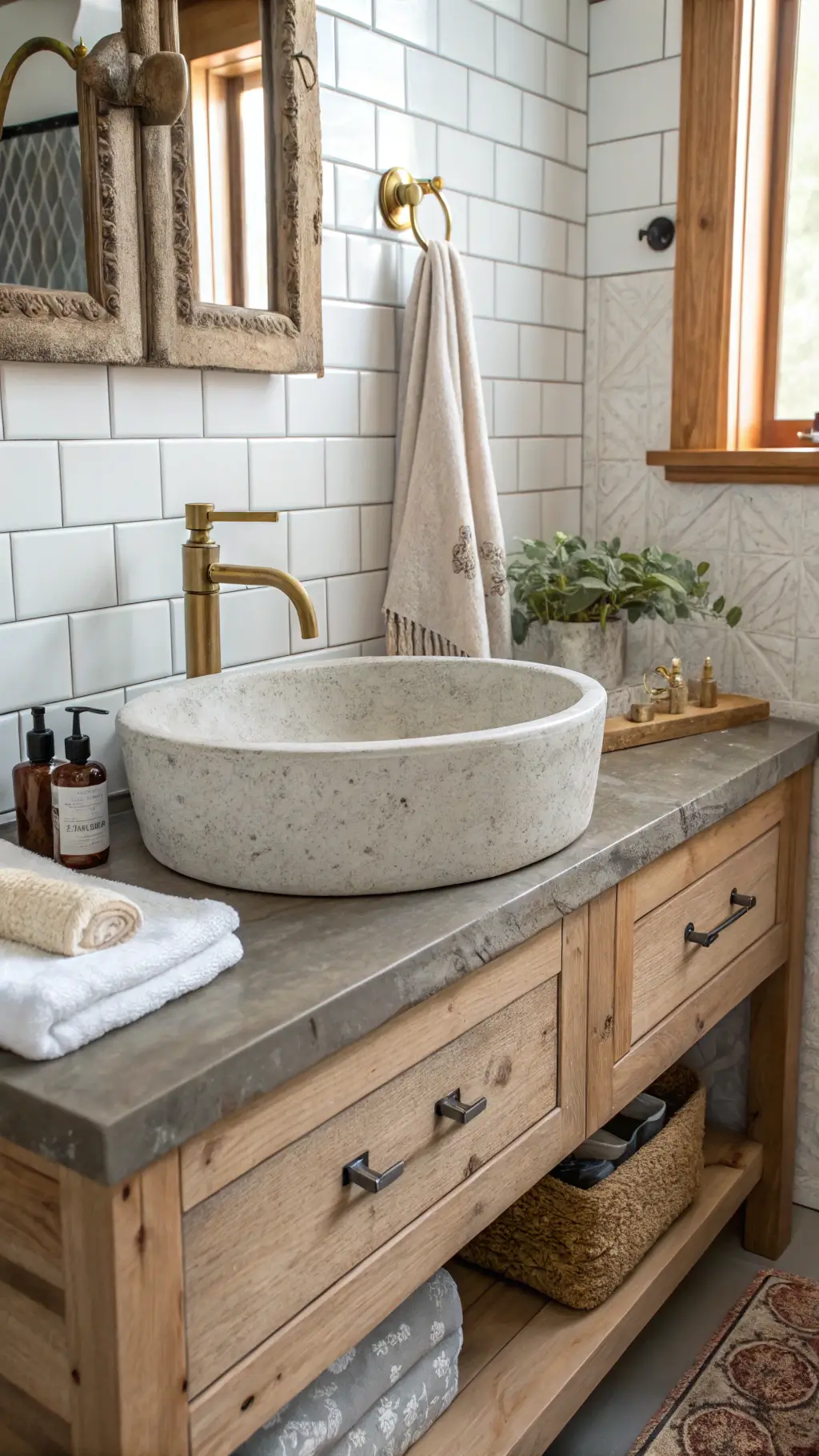 1222concrete sink brass texture detail