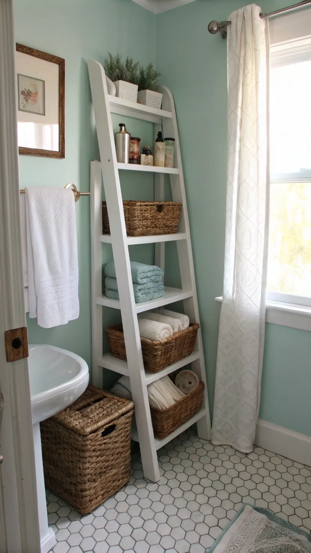 1224serene bathroom ladder shelf