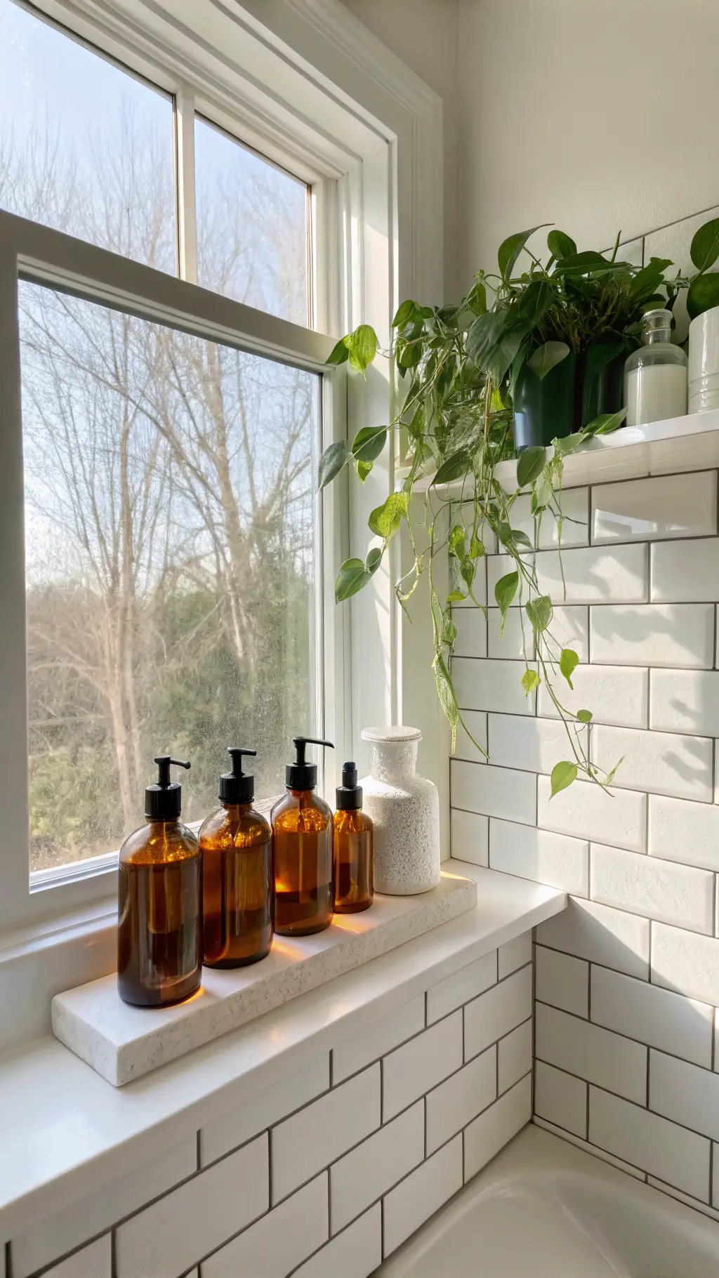 1227bright bathroom windowsill styling